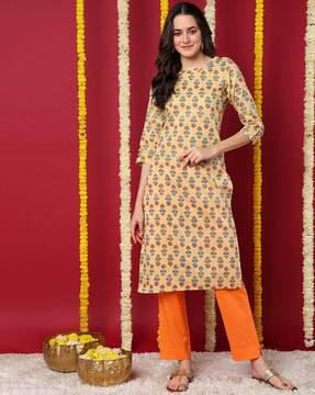 floral print straight kurta