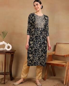 floral print straight kurta