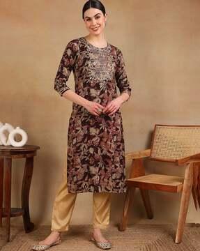 floral print straight kurta