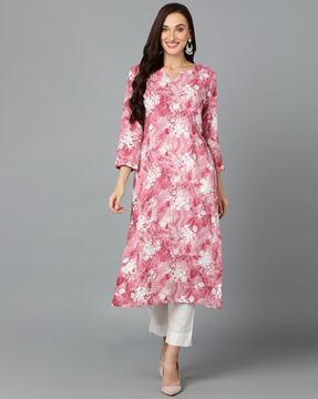 floral print straight kurta