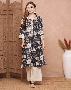 floral print straight kurta