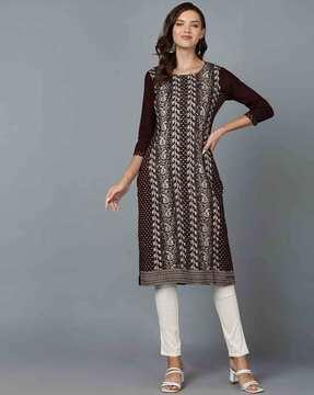 floral print straight kurta