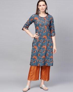 floral print straight kurta