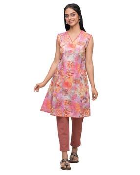 floral print straight kurti