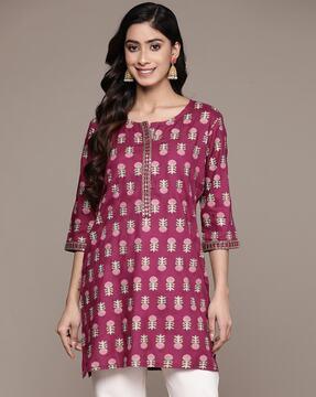 floral print straight kurti