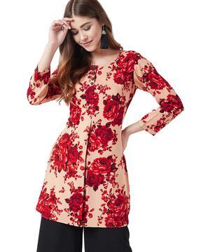 floral print straight kurti