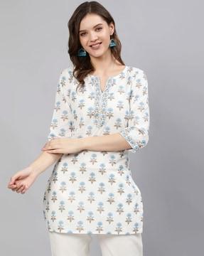 floral print straight kurti