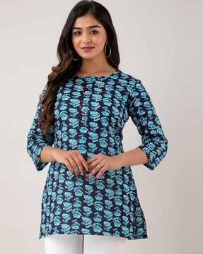 floral print straight short kurti