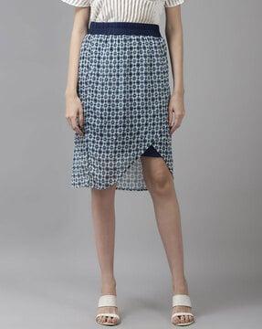floral print straight skirt with elasticated waist