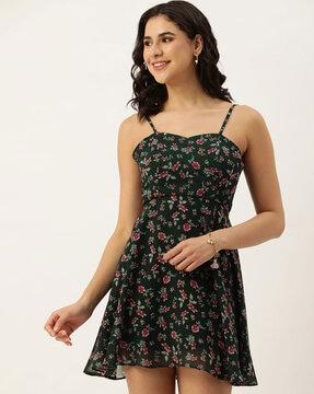 floral print strappy fit & flare dress