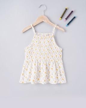 floral print sustainable organic cotton strappy top