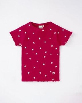 floral print sustainable round-neck t-shirt