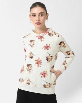 floral print sweatshirt with insert pockets