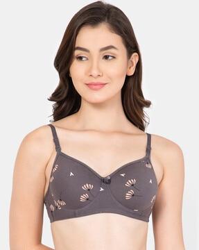 floral print t-shirt bra with detachable straps