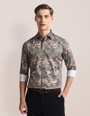 floral print tailored fit shirt