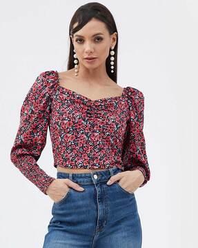 floral print tailored fit top