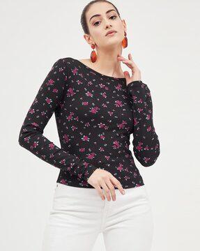 floral print tailored fit top