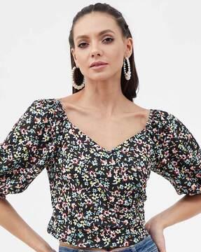 floral print tailored fit top