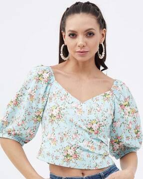 floral print tailored fit top