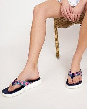 floral print thong slippers