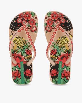 floral print thong-strap flip-flops