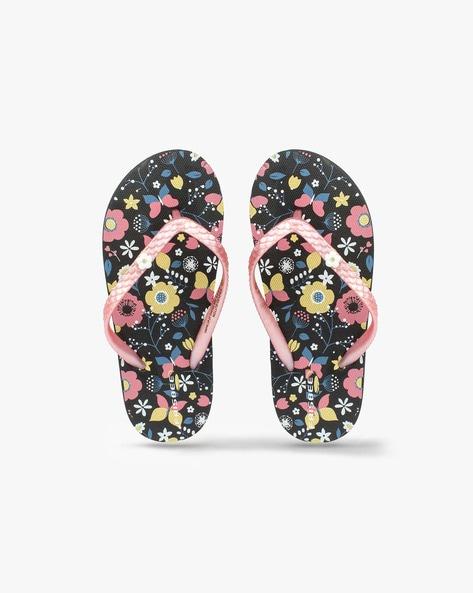 floral print thong-strap flip flops