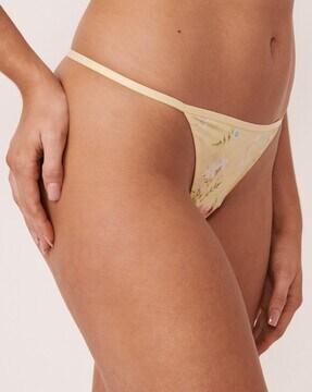 floral print thongs with elasticated waist