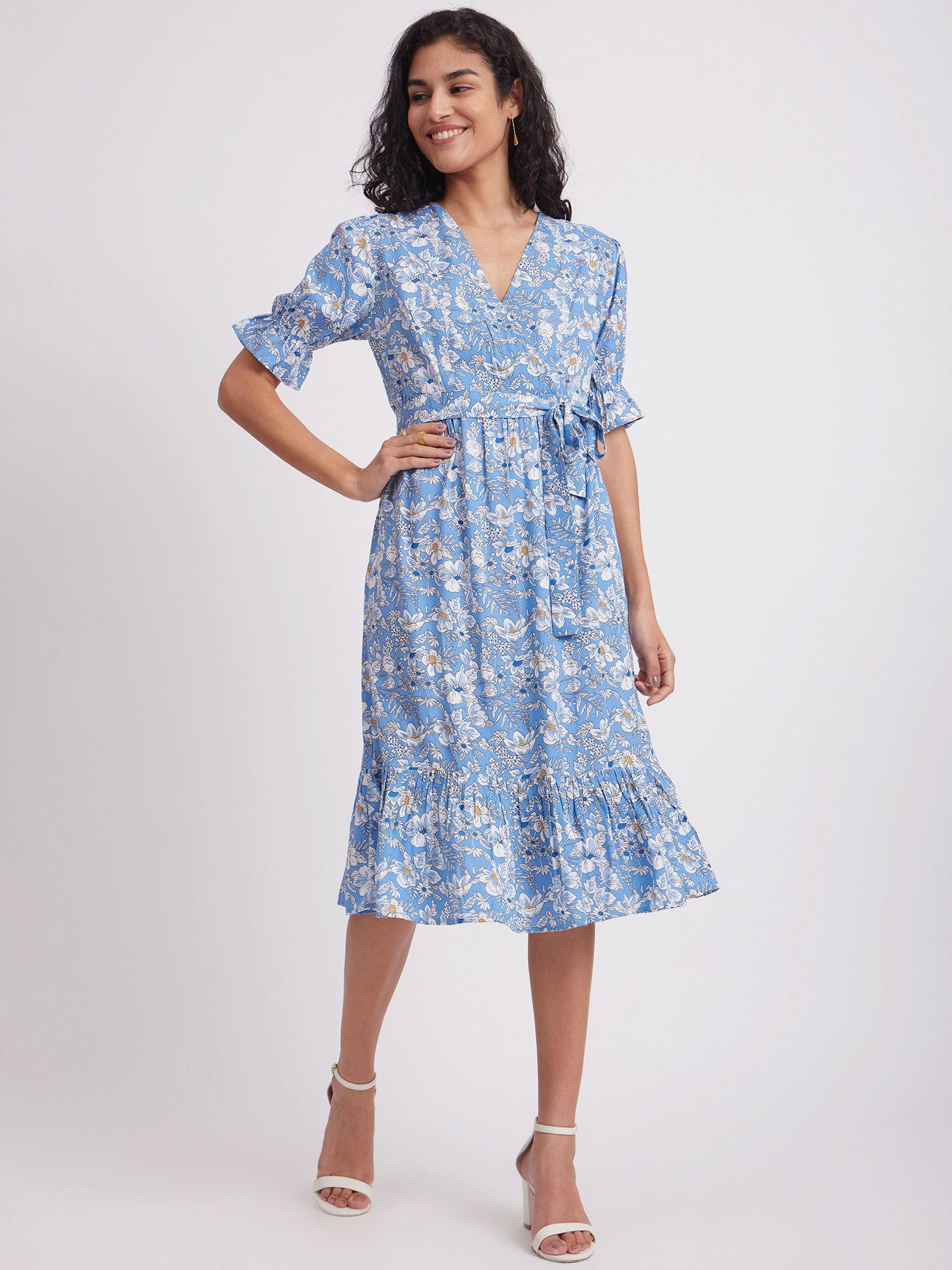 floral print tier dress blue (set of 2)