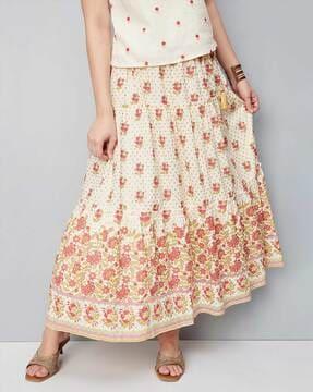 floral print tiered a-line skirt