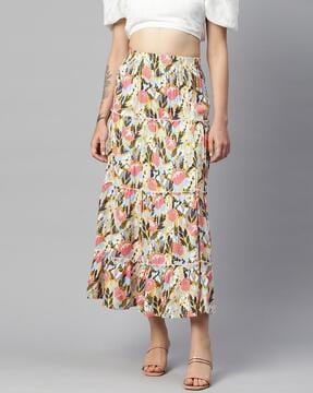 floral print tiered skirt