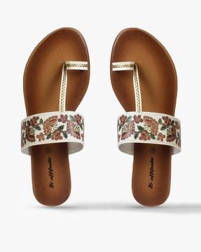 floral print toe-ring sandals