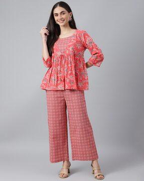 floral print top & palazzos set