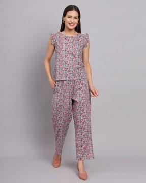 floral print top & pants set