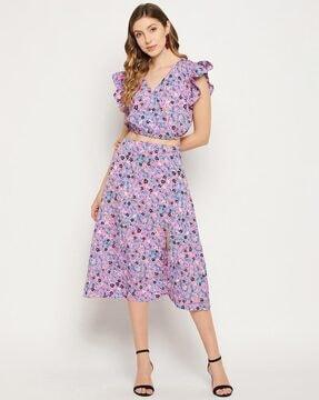 floral print top & skirt set
