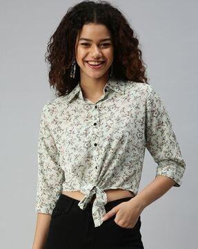 floral print top with 3/4th sleeve