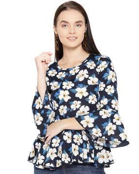 floral print top with bell sleeves