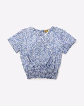 floral print top with elasticated waist