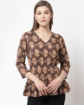 floral print top with elasticated waist