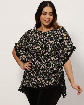 floral print top with flutter sleeves