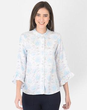 floral print top with front-button closure