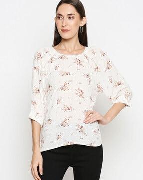 floral print top with lace trims