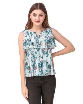 floral print top with overlay