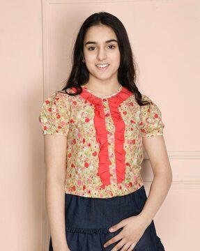 floral print top with ruffles