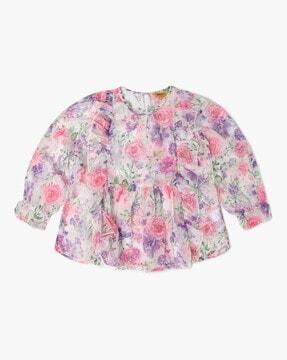 floral print top with ruffles