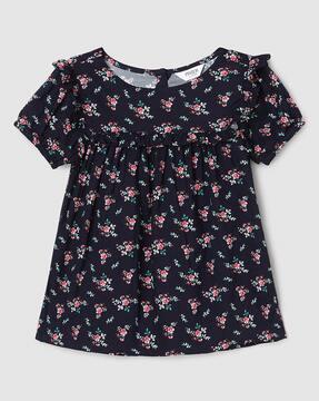 floral print top with short sleeves