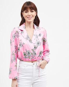 floral print top with tie-up