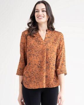 floral print top with v-neck