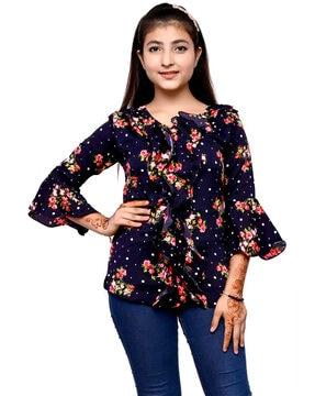 floral print top with v-neck