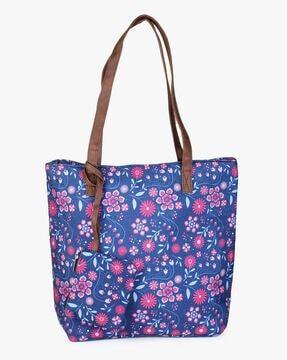 floral print tote bag with detachable pouch