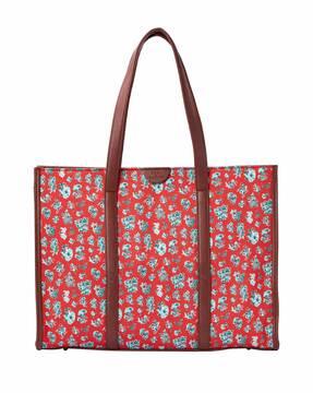 floral print tote bag with dual handles